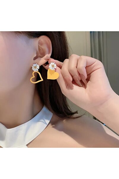 HOSBUTIK Red Flower Heart Earrings