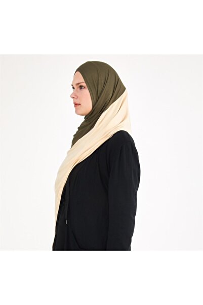 Differenza Two-Color Combed Cotton Shawl Gold Beige\ Khaki