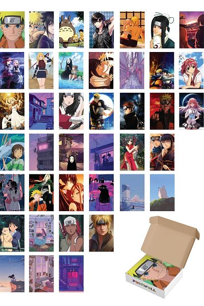 Postifull Σετ αφίσας τοίχου Anime - Σετ κολάζ αφίσας Manga με αυτοκόλλητη πλάτη - 40 τμχ - 10cm*15cm
