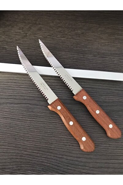 TRAMONTINA Paslanmaz Çelik Ahşap Saplı Biftek Bıçağı Seti 2'li