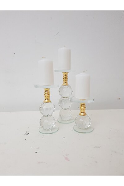 Arose Ev Dekorasyon Kristal Mumluk 3'lü