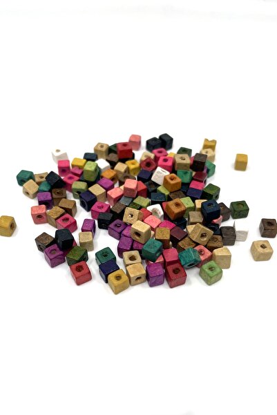 Tahtakaledeyim Wooden Square Beads Mixed Color 6x6 Mm 10 Gr (120-130 Pieces)