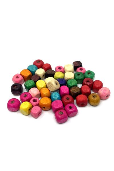 Tahtakaledeyim Wooden Square Beads Mixed Color 7X7 mm 10 Gr (35-40 Pcs)