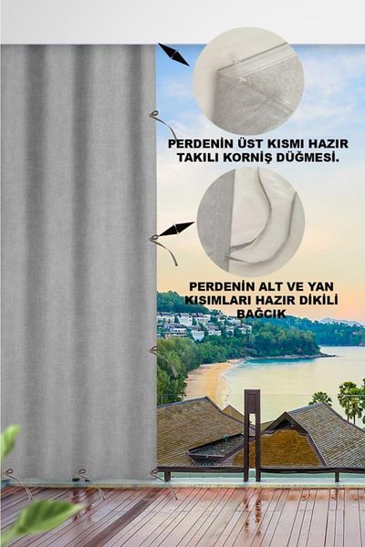 ALTINPAMUK Enxboy Optional Gray Luxury Balcony Curtain and Tarpaulin with Laces of Every Size