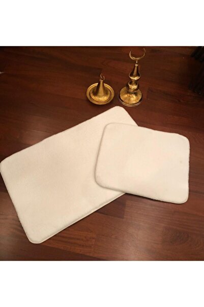 Lagom Life Λευκό Σετ Χαλάκι Μπάνιου Διπλό Λούτρινο Χαλί Αντιολισθητική Βάση 5...