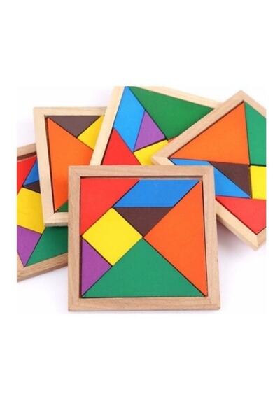 HAMAHA Oyuncak Ahşap Tangram 7 Parça Büyük Boy 15 X 15 Cm