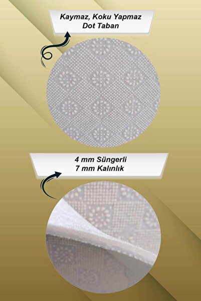 RugViva Kaymaz Taban Makinede Yıkanabilir Mutfak Halısı Limon Çiçeği Kesme Rulo Yolluk Ar5691