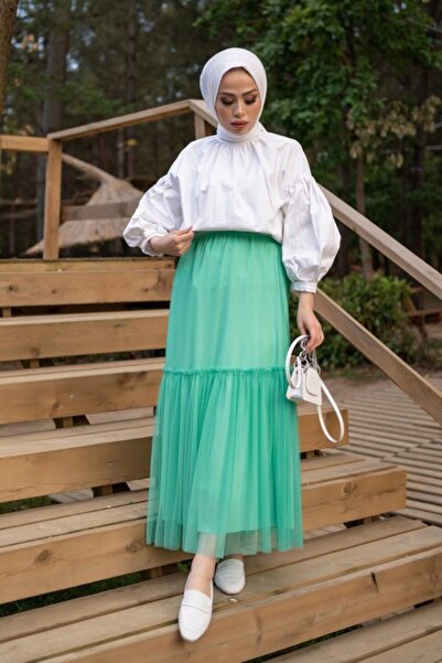 MODAALFABE Fusta Volan Hijab Fusta din tul