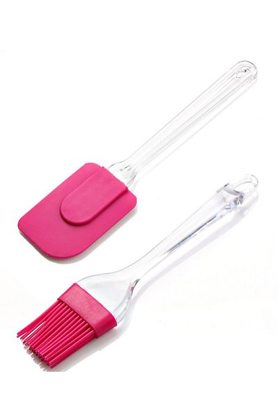 Pazarika Plastic Handle Silicone Large Size Brush Pavia Spatula 2 Pack Fuchsia