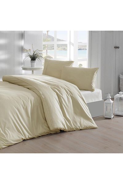 Menderes Home Σετ Παπλωματοθήκη για Ζευγάρι Ranforce Simple Green Cotton Collection
