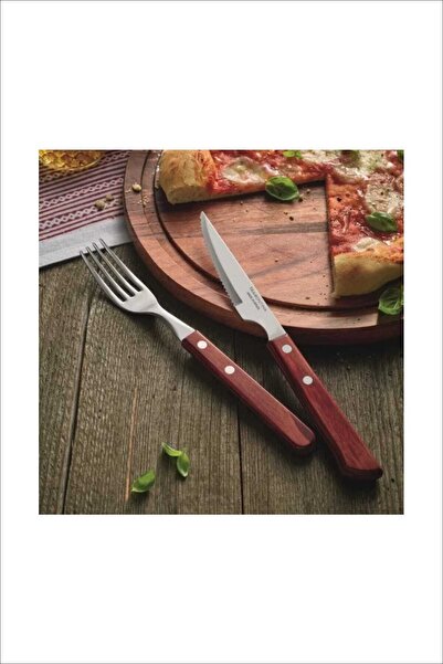 TRAMONTINA 6 Kişilik Polywood Sap Steak Et Çatal Bıçak Seti