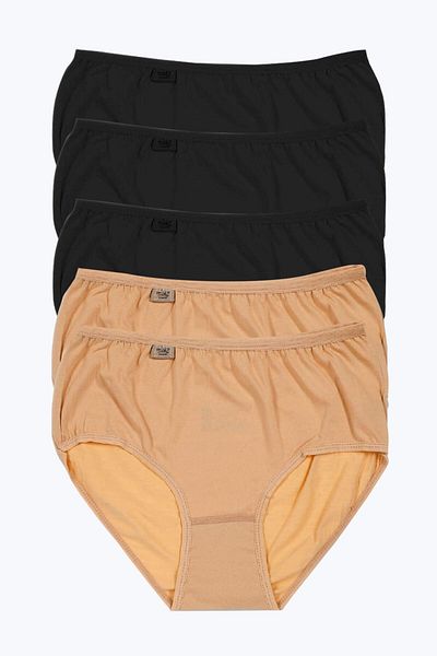 Tutku Chiloți Bato cu talie înaltă, din bumbac, 5 piese, de culoare mixtă, din Lycra, negru-brun