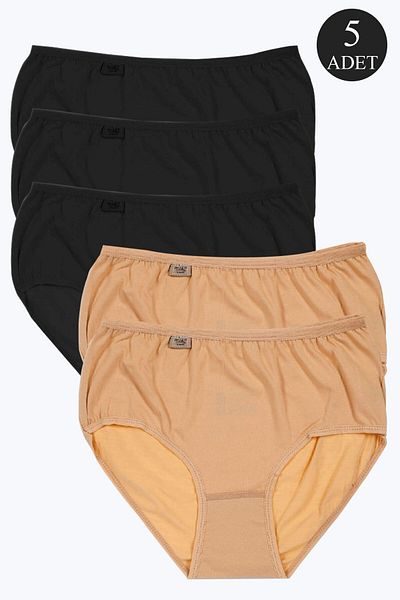 Tutku Chiloți Bato cu talie înaltă, din bumbac, 5 piese, de culoare mixtă, din Lycra, negru-brun