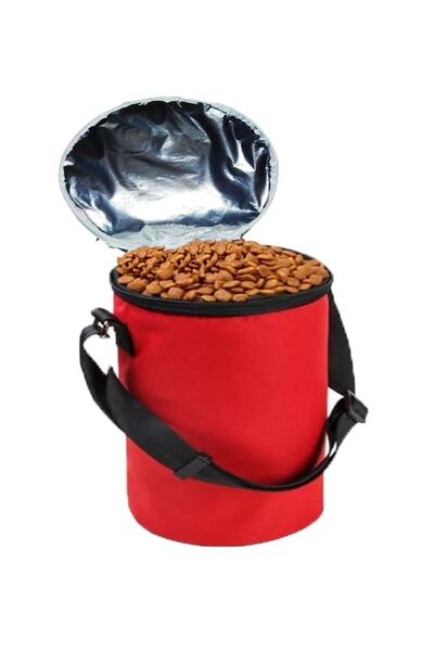 Alfagrup Grup Kırmızı Store Silindir Kedi Köpek Mama Oyuncak Eşya Saklama Taşıma Seyahat Çantası 17 lt