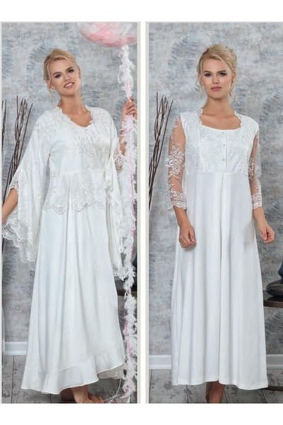 Tuba Collection Tuba Nightgown Dressing Gown Set Ecru - 8455