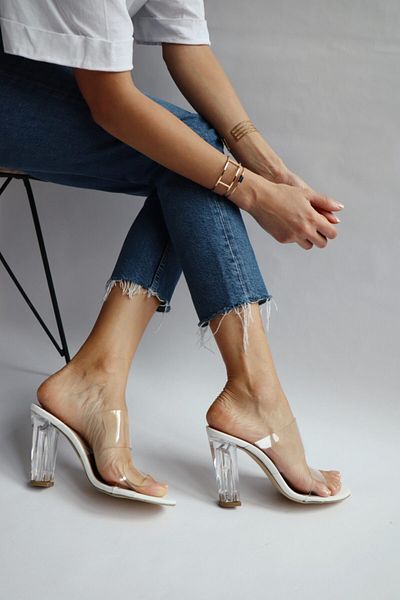 Ömer Ediz Shoes Papuci Transparenti Piele Albă