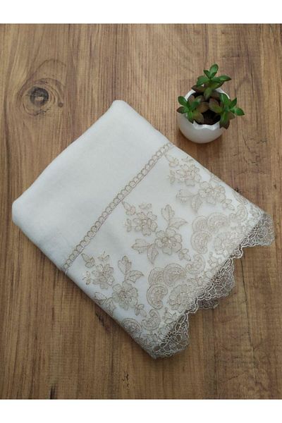 Çeyiz Bahçesi Βελούδινη πετσέτα Mira Cappuccino French Guipure Cream 50&90