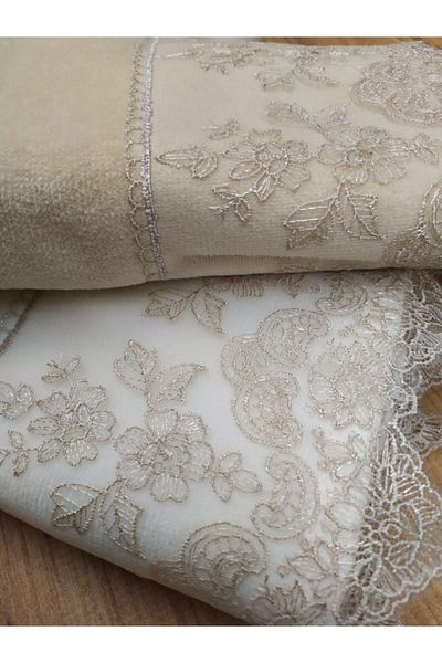 Çeyiz Bahçesi Σετ πετσετών Mira French Laced 2 τεμαχίων Velvet 50&90