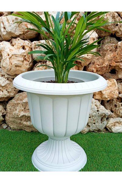 Doğalsan Tarım Nergis Saksı 47,6x47,4 Cm 25,3 Lt Krem Saksı Bahçe Saksısı Aya...