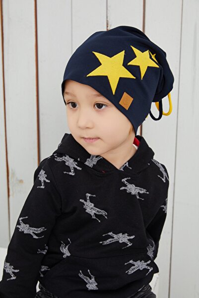 Babygiz Sarı Lacivert Fanatik Bere Boyunluk Takım Yumuşak Çift Katlı Spor %100 Doğal Pamuklu Penye