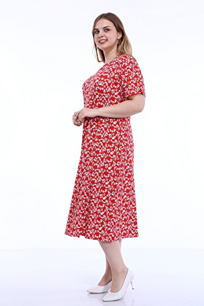 Nehir tekstil Pentagonal Collar Piece Stitched Half Sleeve Plus Size Cotton Combed Dress