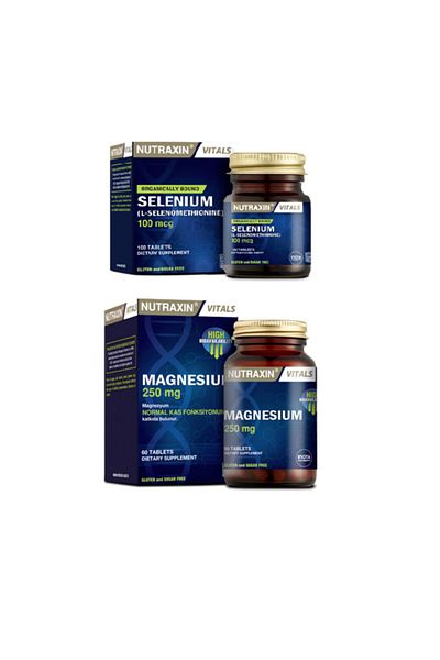 Nutraxin Magnesium and Selenium Supplement - 250Mg60 Tablets + 100Mcg100 Tablets