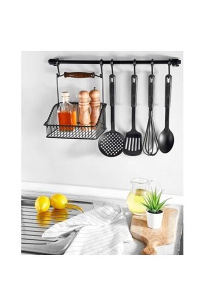 VİP AHMET Vip Ahmet Ferforje Sepet + Duvar Rayı Askılık Siyah