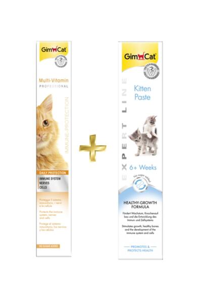 Gimcat Multivitamin Paste 100gr + Kitten Paste Kalsiyum Yavru Kedi Vitamin Macunu 50gr