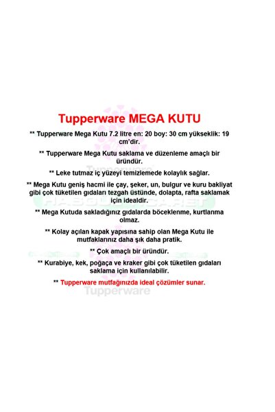 Tupperware Mega Kutu Saklama Kabı Pembe 7.2 lt