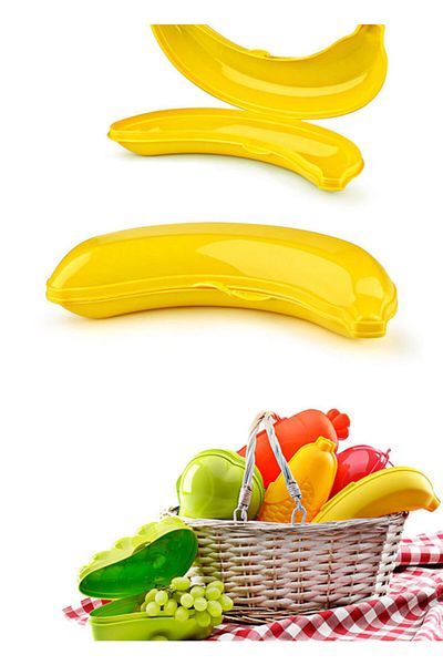 İndiriminVar 500ml Banana Shaped Lunch Box - Plastic Storage Container