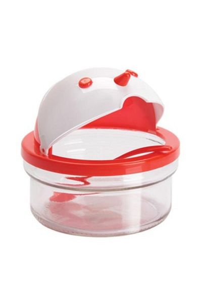 İndiriminVar 2 Pieces Glass Sugar Bowl Cube - Cut Powder Sugar Container with Duck Lid