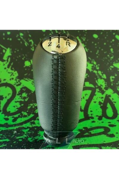 AutoAll Duster Logan Sandero Black Leather Stitched Cover Gear Shift Knob