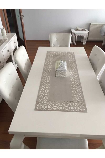 NURHAN HOME COLLECTION Ορθογώνιο Seljuk Model Ασημί Χρώμα Τραπέζι Runner