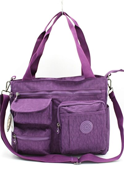 Bevitton Geantă de umăr de lux mov pentru femei din țesătură impermeabilă 7300
