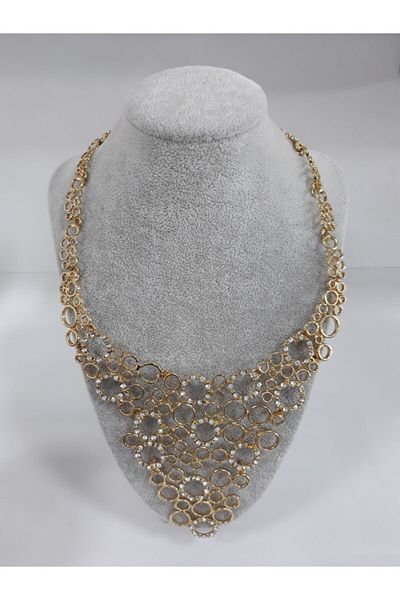 Zaradise Accessories مجموعة أقراط قلادة ذهبية اللون مرصعة بأحجار الزركون