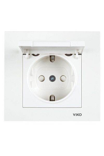 VİKO Karre Child Proof Covered White Grounded Socket Framed 1 Piece