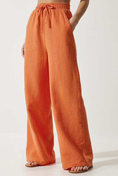 Happiness İstanbul Női narancssárga Muslin Palazzo nadrág MX00160