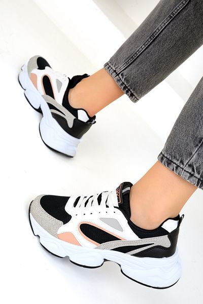 SOHO Grau-Schwarz-Puder Damen-Sneaker 17226