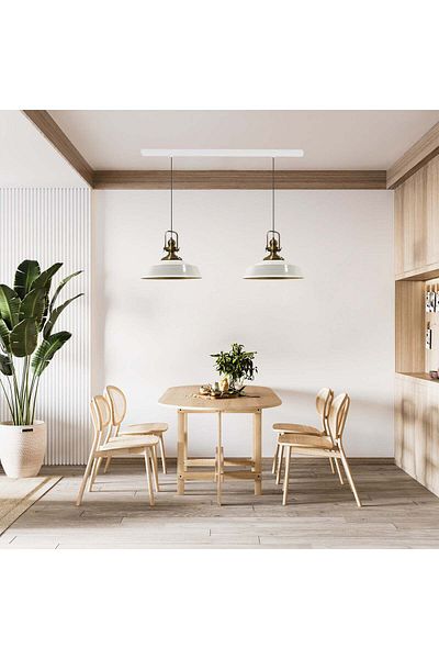 Bamyum Pendelleuchte Asletl, 2-flammig Metall 41 cm, Weiß Lampe
