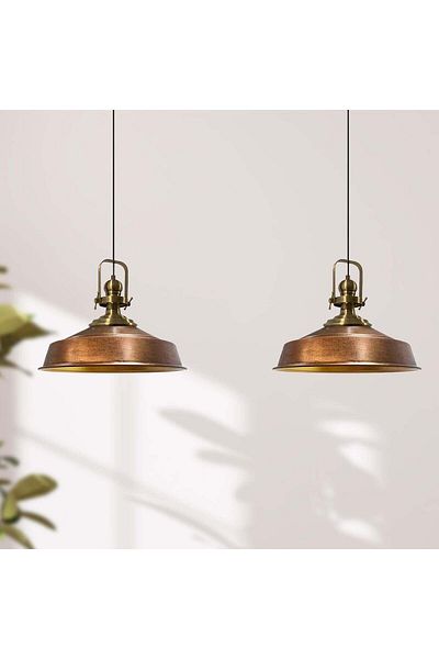 Bamyum Pendelleuchte Asletl, 2 Flammig Metall 41 cm, Kupfer Lampe