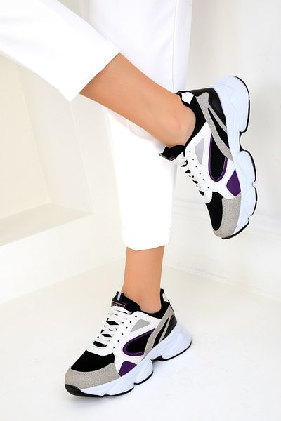 SOHO Grau-Schwarz-Lila Damen-Sneaker 17226