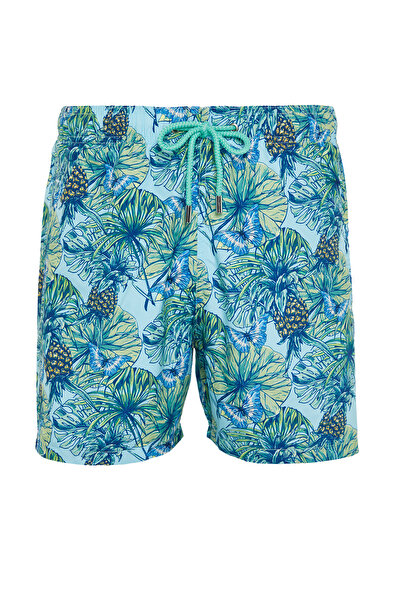 Trendyol Collection Μπλε Sea Shorts με στάμπα ανανάς - κανονικό μέγεθος TMNSS...