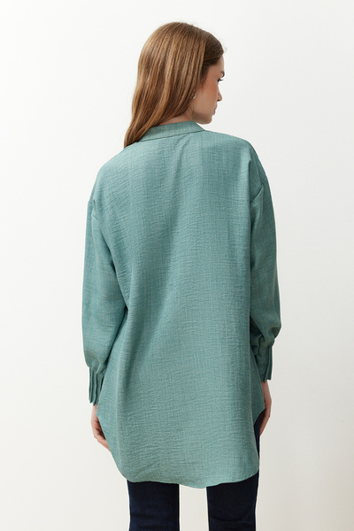 Trendyol Modest Oversize menta len Aerobin ing - TCTSS24TG00065