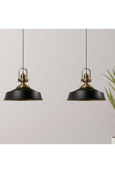 Bamyum Pendelleuchte Asletl, 2 Flammig Metall 41 cm, Schwarz Lampe