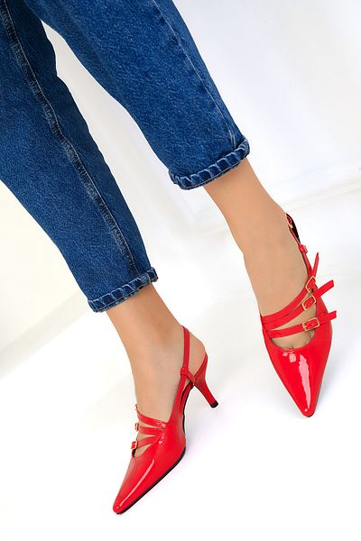 SOHO Klassische Damenschuhe mit Absatz aus rotem Lackleder 18803