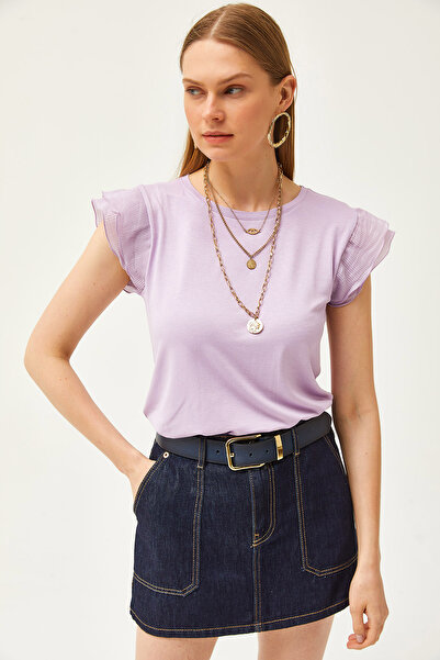 Olalook Жіноча плісирована блузка з віскози Orme бузкового кольору BLZ19002554