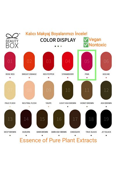 Beauty Box Pink Vegan Permanent Makeup Paint PMU Pigment Nontoxic Essence of Pure Plant Extracts 12ml