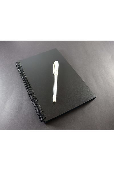 Four Kids Black Leaf Quality Spiral Notebook 75 Sheets 150 Pages and Gift with White Gel Pen