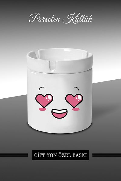 yhfoto Τασάκι με σχέδιο Emoji Face Expression A1 - Πορσελάνινο τασάκι - Επιτραπέζιο τασάκι