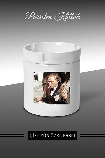 yhfoto Τασάκι Σχεδιασμένο από Mustafa Kemal Atatürk - Πορσελάνινο Τασάκι - Επιτραπέζιο τασάκι